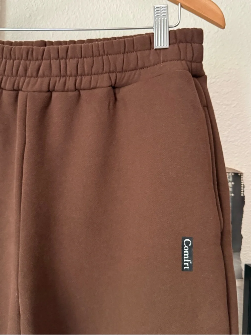 COMFRT brown cotton fleece soft lounge pull on jogger sweat pants - Picture 2 of 6